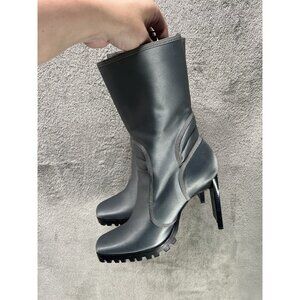 Dolls Kill Women’s 8 Poster Grl Slick Tricks Colorblock Booties Gray Blue Satin